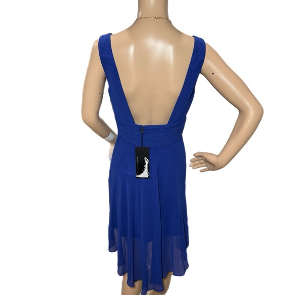 New Ever Pretty Women's Sleeveless Dress V Neck Chiffon Sz 6 Mini Cocktail Blue - Picture 5 of 10